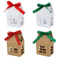 House Shaped Recyclable Kraft Paper Treat Boxes with Bow Ribbons for Sugar & Food Storage Christmas Party Supplies
