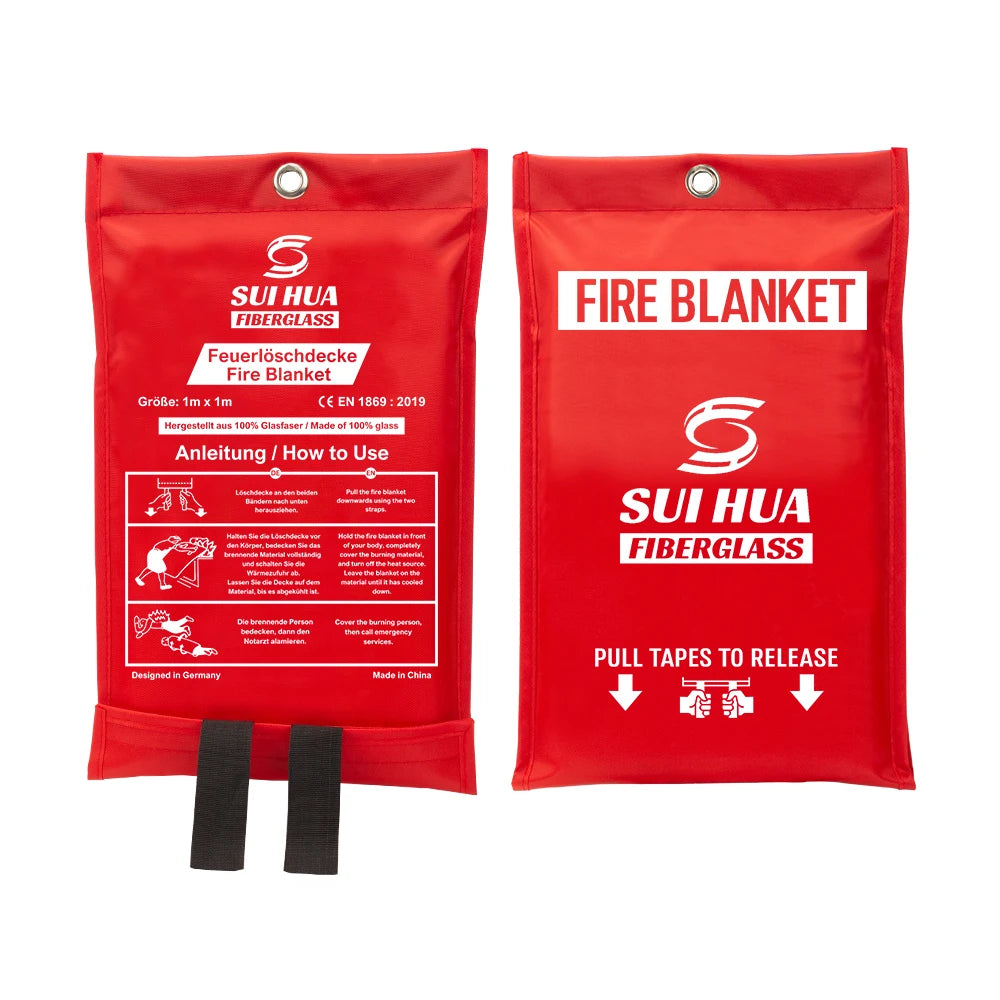 4-in-1 1m X 1m Fire Blanket CE/EN1869 Certified 550Â°C Heat Protection for Kitchen Car Office Camping