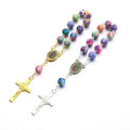 SC Hot Selling Maria Cross Charm Bracelets Catholic Rosaries Colorful Painting Polymer Clay Baptism Rosary Bracelets Women