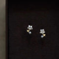 Pure 925 Sterling Silver Cute Fashion Zircon Pearl Star Shaped Stud Earrings for Women Girls