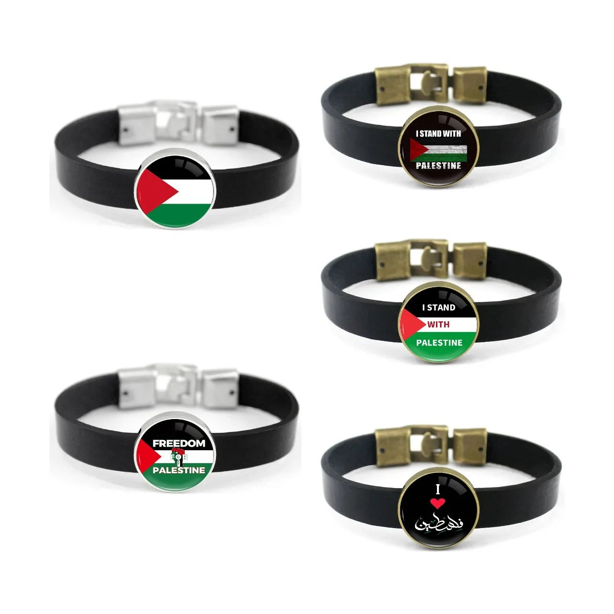 Manufacturer I Love Palestine Design Leather Bracelet Free Palestine Lives Matter Unisex Lady Men's Genuine Leather Bracelet