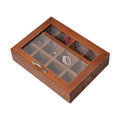 Vintage Polished Transparent Lid 12 Compartment Painted Eco-friendly Jewelry Pendant Earring Rings Retro Solid Wooden Box