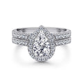 18k Rose Gold Plated Cz Wedding Engagement Jewelry Design Women Pear Cut Ring