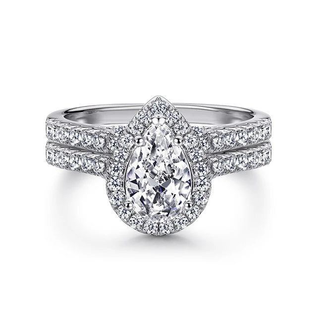 18k Rose Gold Plated Cz Wedding Engagement Jewelry Design Women Pear Cut Ring