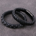 New Simple Fashion Gift Stainless Steel Magnetic Closure Bracelet Braided Genuine Leather Bracelet for Men Women