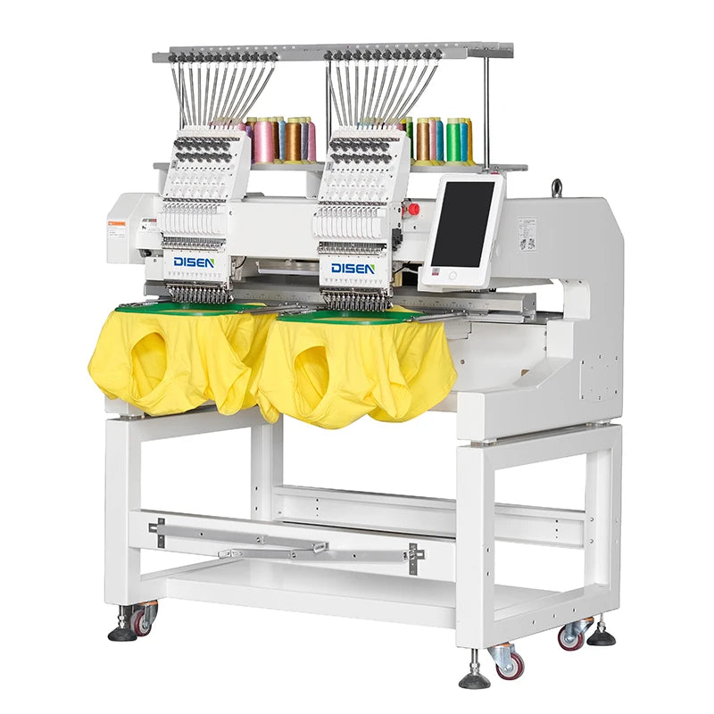 Disen 12/15 Colors Double Heads Cap Flat Shirt Computerized Embroidery Sewing Machine Price 2 Head Computer Embroidery Machine
