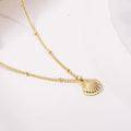 Fashion Gold Plated Shell Charm Pendant Necklace Boho Beach Stainless Steel Conch Pendant Ball Chain Jewelry