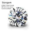Stargem 1 Carat Moissanites Various Color 1 Ct 6.5 mm Round Brilliant Cut Genuine Loose 1ct Moissanite Stone