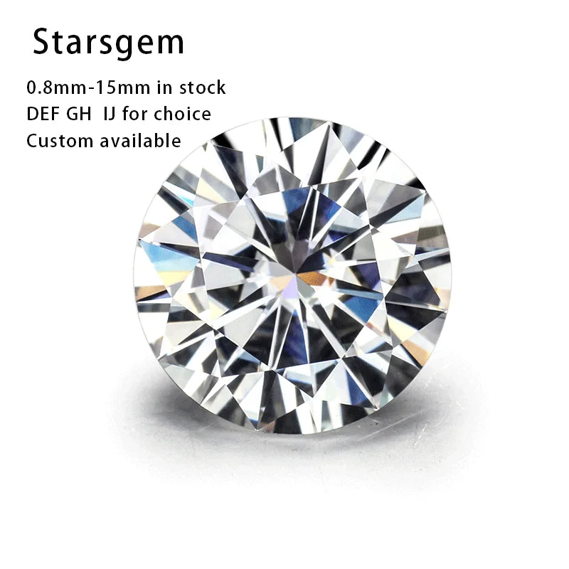 Stargem 1 Carat Moissanites Various Color 1 Ct 6.5 mm Round Brilliant Cut Genuine Loose 1ct Moissanite Stone