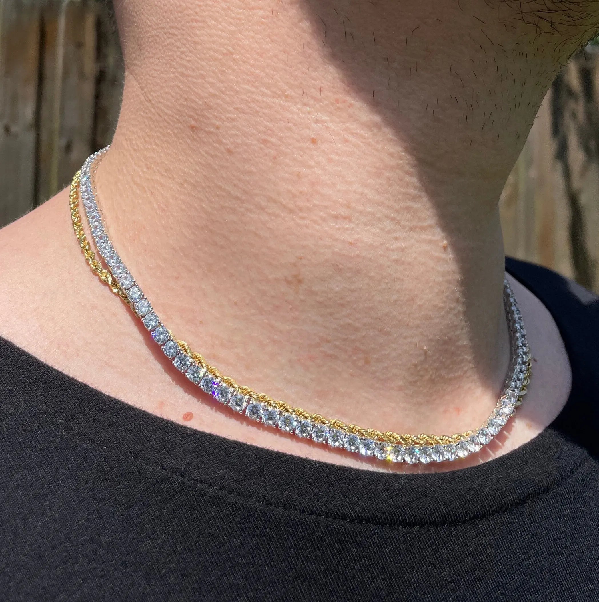 Elisa Dropping Cheap Price High Quality 3mm 4mm Moissanite Chain Hip Hop 925 Silver Gold Plated Tennis Necklace for Women Men