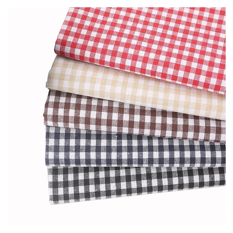 Shirts Material Check Fabric Hemp Style Breathable Cotton Polyester Plain Fabric Woven School Uniform YARN DYED Uniformes