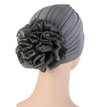New Fashion Solid Color Big Flower Indian Scarf Hat Women Lined Undercap Hijab Inner Turban