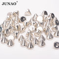 JUNAO Hot Selling 8mm Silver Plastic Spikes Flatback Without Hole Spike Studs Rivet for Handbag
