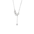 Light Luxury 18K Gold Plated S925 Sterling Silver Leave Long Tassel Necklace Temperament Necklace for Women