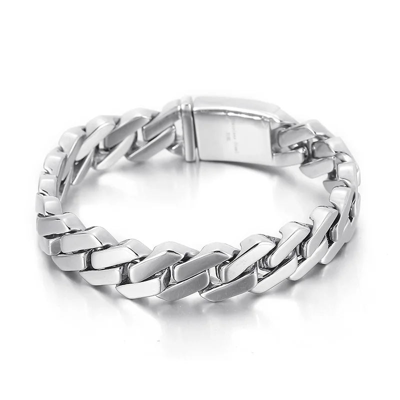 Casting Custom Logo Engraving Bijoux En Aci Inoxyd 18mm Big Heavy Chunky 18K Gold Plated Chain Homme Stainless Steel Gift