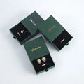Hot Sale 9*9*3.2 cm Dark Green Sliding Drawer Paper Jewelry Box Elegant Display for Earrings Necklace Hot Jewelry Packaging