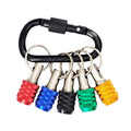 6Pcs 1/4 Inch Hex Shank Carbon Steel Quick Release Screwdriver Bit Extension Bar Keychain Drillbit Holder with Black Carabiner