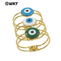 WT-MPB093  Eye of Devil Punk Fashionable 18k Real Gold Resist Tarnishable Europe and America  Natural Shell Cuff Bangle