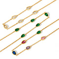 Vintage Colorful Water Drop Zircon Friendship Stainless Steel Bracelet for Women