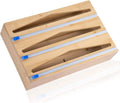 JUNJI Rectangular Bamboo Foil Wrap Dispenser with Cutter Flexible Aluminum Foil Organizer for Kitchen Storage Use in Drawer