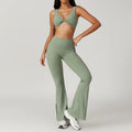 Hot Sale P307 Women's Gym Leggings High Stretch Solid Pattern Fitness Workout Yoga Set Breathable with Custom Logo Waist Front