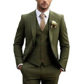 Army Green Notched Lapel Business Suit Men Tuxedos Groom Groomsman Prom Wedding Party Formal 3 Piece Set Jacket Vest Pants