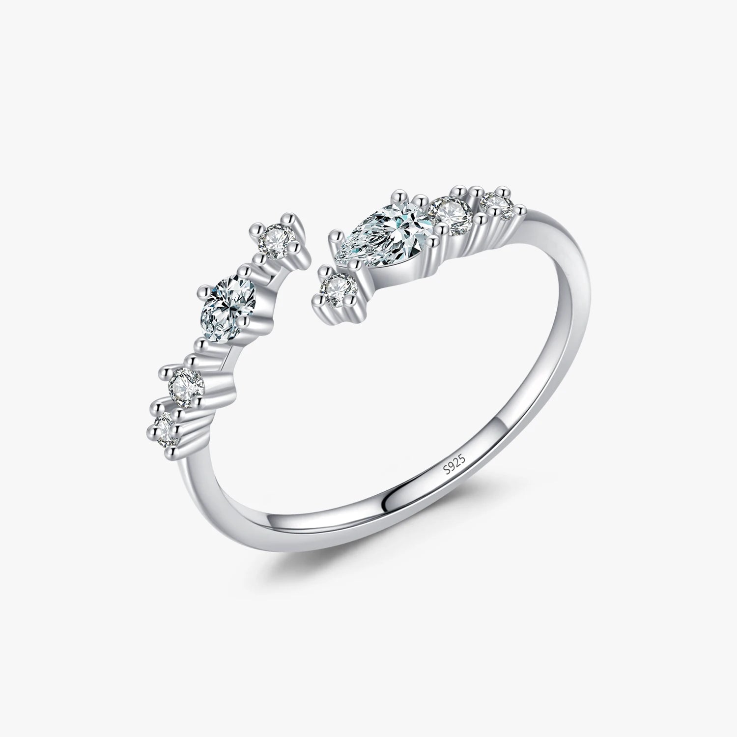 New 925 Sterling Silver Minimalist Clear Cubic Zirconia Stacking Rings for Women