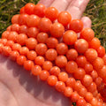 Wholesale round Orange Jades Stone Beads 6/8/10/12MM Loose Beads for DIY Jewelry Bracelets & Necklaces
