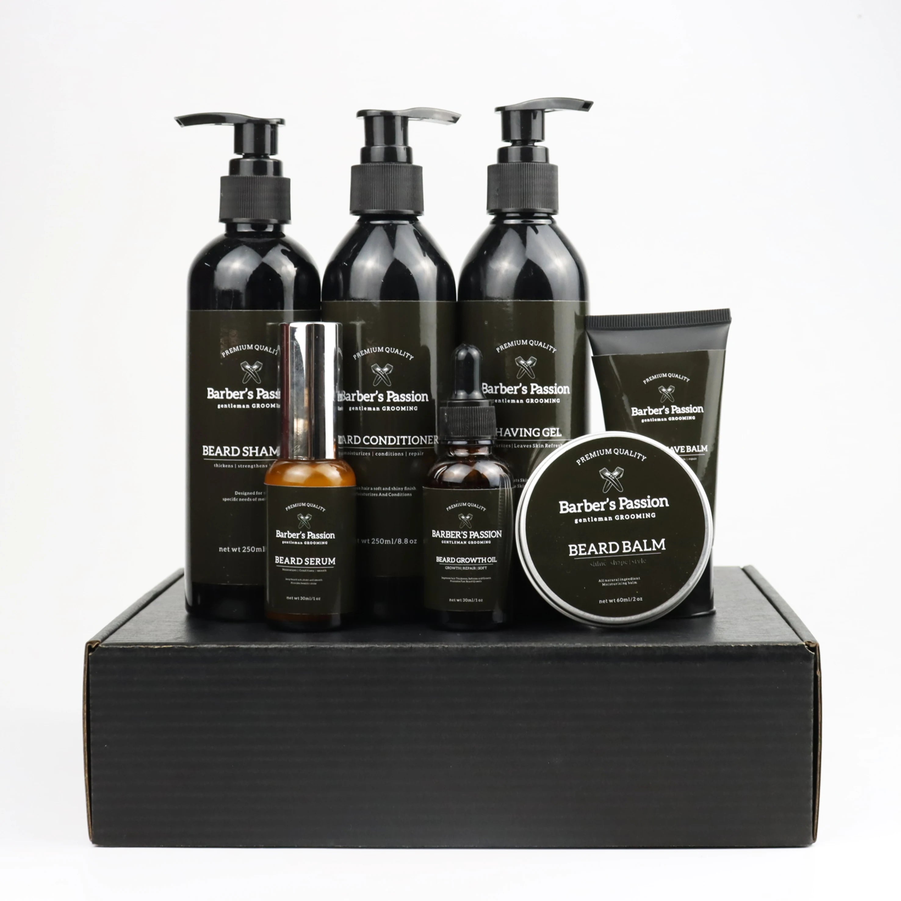 Private Label All Natural Fragrance Free Beard Set Grooming Natural Men Growth Beard Oil Organic Beard Kit