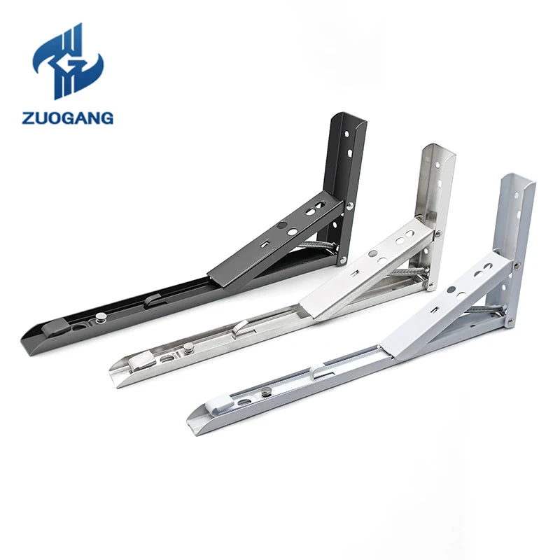 Zuogang Wholesale Furniture Hardware 8 Inch To14 Inch Mounting Metal Wall Folding Shelf Stainless Steel Adjustable Angle Bracket