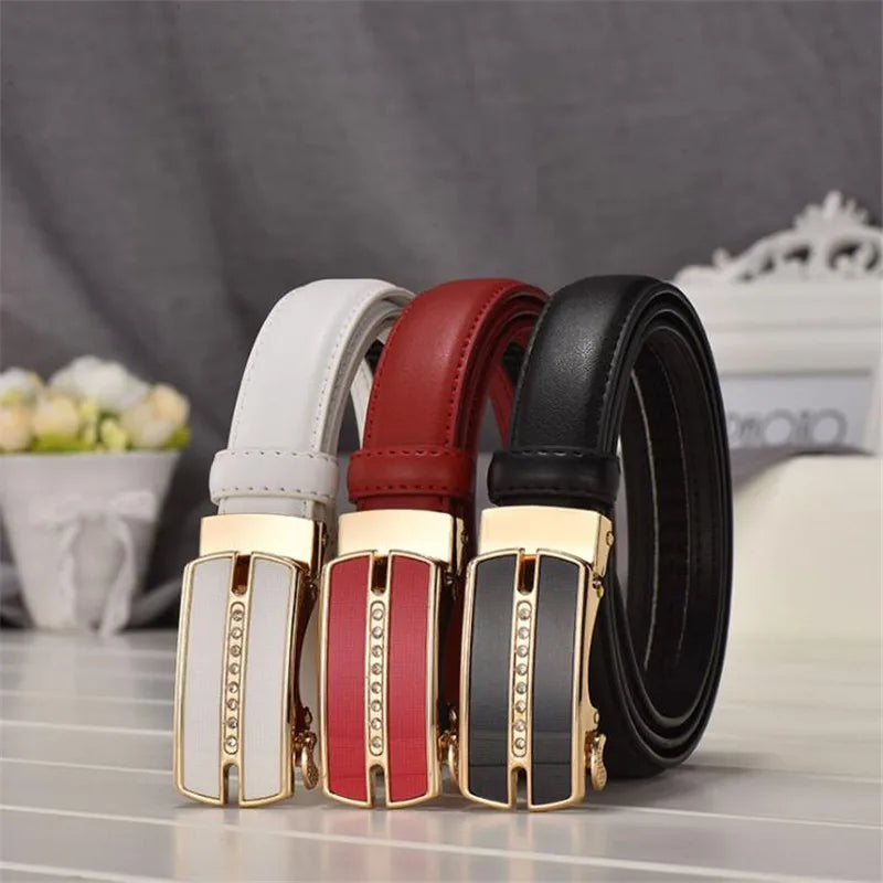 LQbelt Fashion Women Automatic Buckles Belt Leather Belts for Women Ratchet Belts Factory Wholesale