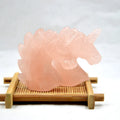 Huiying 50*50*20mm Hand Carved Crystal Jade Horse unicorn Chinese Sculpture Rose Quartz