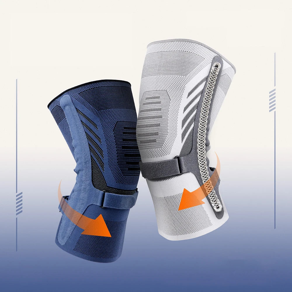 Sports Knee Brace With Adjustable Straps Side Stabilizing Spring Knee Support Patella Protection Compression Sleeve for Fitness
