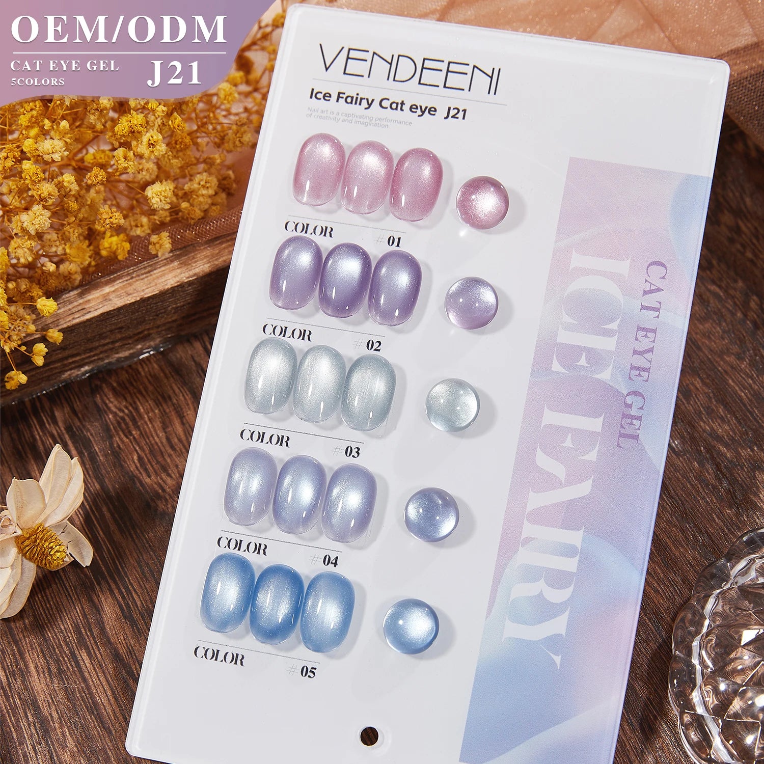 Vendeeni OEM/ODM 2025 Summer 5 Colors New High-density Cat's Eye Nail Gel Porcelain Lce Fairy Cat Eye Gel Polish