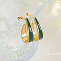 New Fashion High Quality New Design Classic Enamel Geometry Stainless Steel Hoop Earring for Women F803