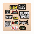 Hot Melt Adhesive Black White Red Letters Embroidered Patch for Hat Clothing Jeans Bags Decoration Diy Garment Embroidery Patch