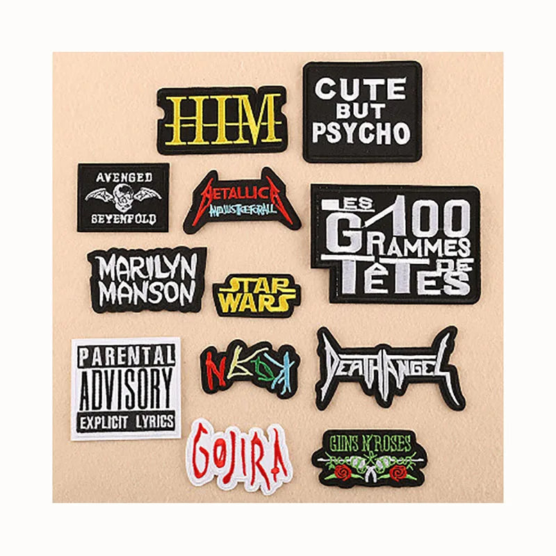 Hot Melt Adhesive Black White Red Letters Embroidered Patch for Hat Clothing Jeans Bags Decoration Diy Garment Embroidery Patch