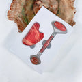 Hongzhuo Skincare Hot Sales 100% Natural  Face Sliver Metal Red Jasper Roller Heart Gua Sha Set As Gift Use
