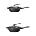 Induction & Gas Cooker Suitable Metal Non-Stick Flat Bottomed Pan Set Dishwasher Safe Modern Design Cookware