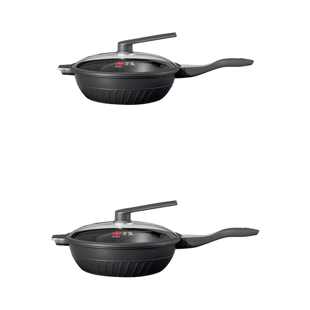 Induction & Gas Cooker Suitable Metal Non-Stick Flat Bottomed Pan Set Dishwasher Safe Modern Design Cookware