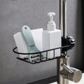 Black Modern Corner Bathroom Sink Storage Basket Faucet Rack with Stainless Steel