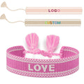 Custom Embroidered Letter LOGO Woven Wristband Adjustable Size Webbing Tassel Bracelets