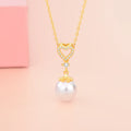 Stainless Steel Cubic Heart Shaped Pearl Pendant Necklace No Fade Popular Gold Plated CZ Clavicle Chain Necklace