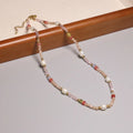 Minimalist Natural Faceted Rose Quartz Stone Necklace for Women Freshwater Pearl Charm Healing Crystal Necklace Fashion Jewelry