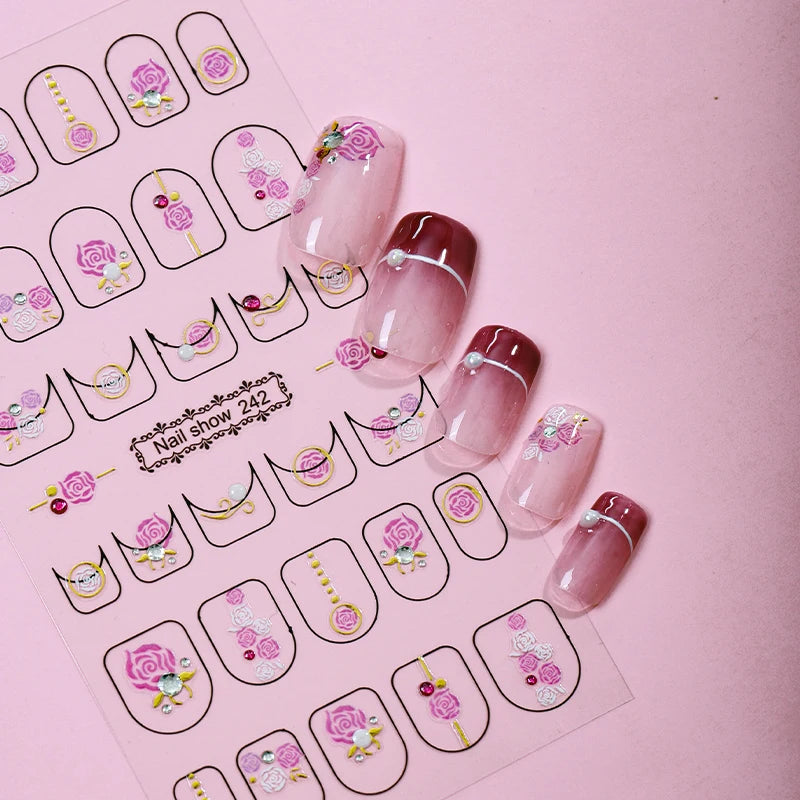 New Product Colorful Nail Art Sticker Thin Section Offset Printing Factory Supply Nails Sticker 3d Sticker Decals