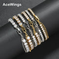 BB114  Cheap Style 3mm 4mm 5mm  Brass Zircon 6.5inch with Extender Chain  Tennis Bracelet Hip Hop Jewelry