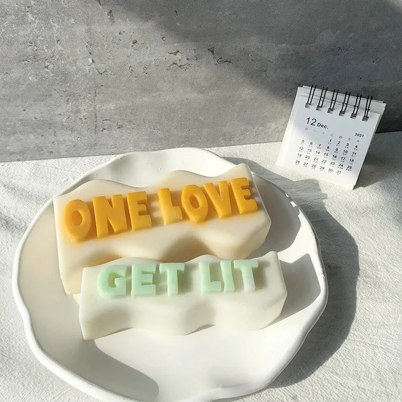 H-0495 Wave Shape Manifest Letters Candle Silicone Molds Stereo Letter Handmade Soap Aromatherapy Candle Silicone Mould