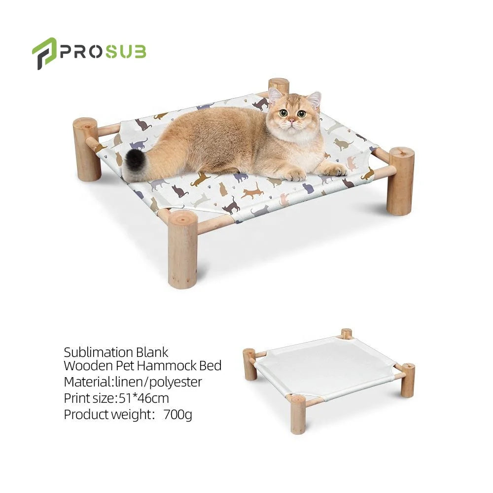 Prosub New Blank Sublimation Pet Linen Nest Bed Detachable and Washed With Wooden Sublimation Dog Cat Beds