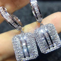 Huitan New Bling Bling Radiant Cut Diamond Zircon Full Hoop Drop Earrings Girls Lady Trendy Luxury Earrings Women