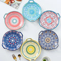 Bohemian Moroccan Style Padprinting  Bakeware Microwave Baking Tray Ceramic Plates